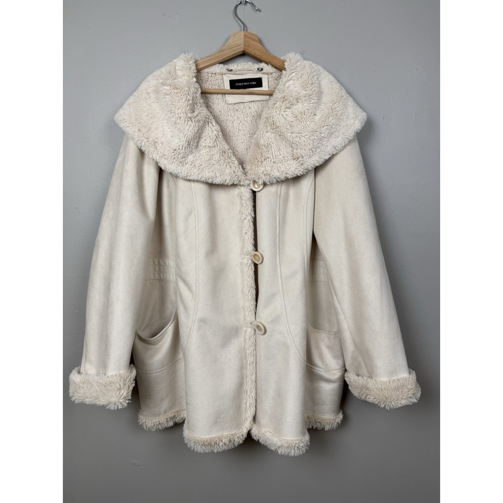 Jones New York Penny Lane Coat Soft‎ Cozy Faux-Suede Shearling Cottagecore XXL